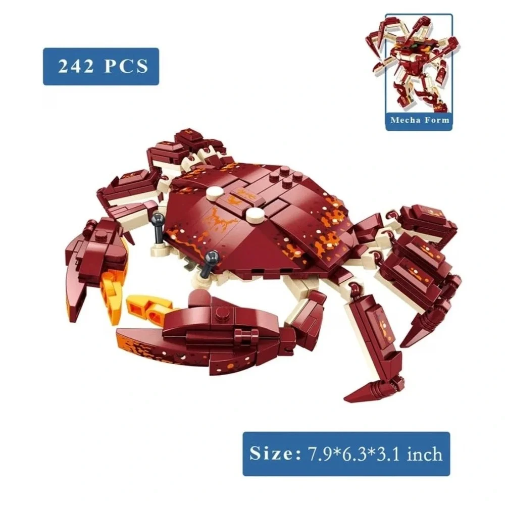 ODIPON Sea Creature 2-in-1 Crab Mecha Building Block Set 663019 242 Pcs New